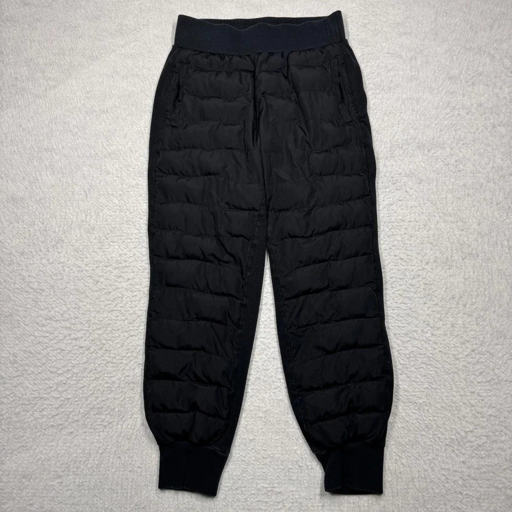 Fabletics Puffer Quilted Athletic Pants Logo‎ Pockets Black Women's Size Medium
